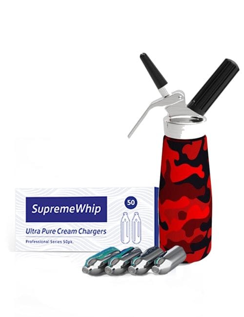 FreshWhip Cream Chargers + 0.5L Red Camo Print Dispenser | 100 - (2x 50pks) |