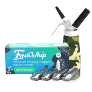 FreshWhip Cream Chargers + 0.5L Green Camo Print Dispenser | 100 - (2x 50pks) |