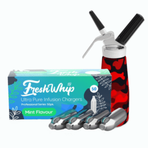 Starter Packs - FreshWhip Cream Chargers + 0.5L RED Camo Print Dispenser